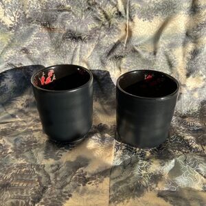 Black Visun Ceramic Sake Cup with Red Interior